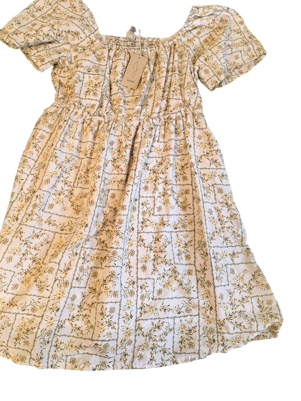 Joie | Cream Dress with Gold Floral Vine Print - Picture 1 of 1